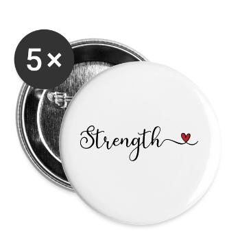 Strength Heart Typography - Buttons large 2.2''/56 mm (5-pack) - white - Front