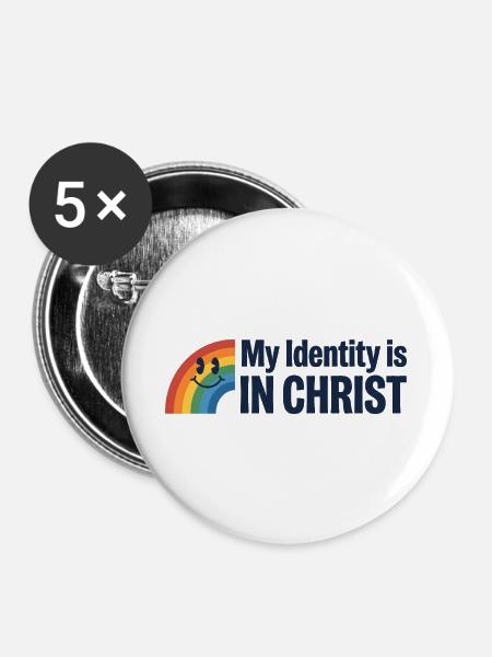 Identität in Christus Regenbogen - Buttons groß 56 mm (5er Pack) - Weiß