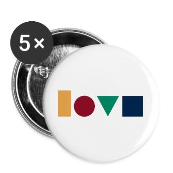 LOVE – Geometrisches Design - Buttons groß 56 mm (5er Pack) - Weiß - Vorne