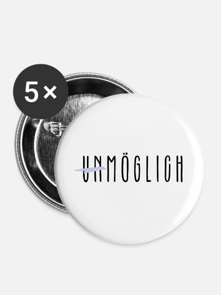unmöglich - Buttons groß 56 mm (5er Pack) - Weiß