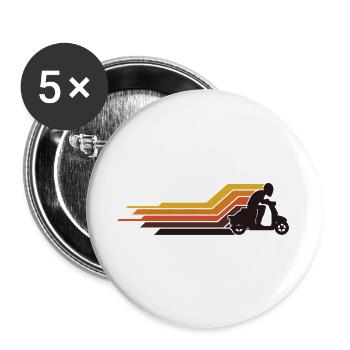  Rollerfahrer Moped Motor-Scooter Fahrer 70s 80s - Buttons groß 56 mm (5er Pack) - Weiß - Vorne