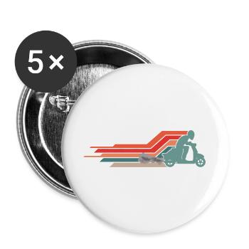  Rollerfahrer Moped Motor-Scooter Fahrer 70s 80s - Buttons groß 56 mm (5er Pack) - Weiß - Vorne
