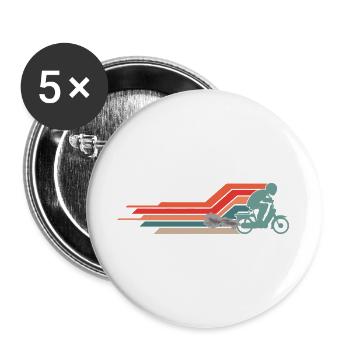  50cc Mofa Mofaroller Moped Mofafahrer Vintage - Buttons groß 56 mm (5er Pack) - Weiß - Vorne