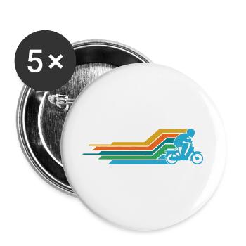  25 kmh Mofa Mofaroller Moped Mofafahrer Vintage - Buttons groß 56 mm (5er Pack) - Weiß - Vorne