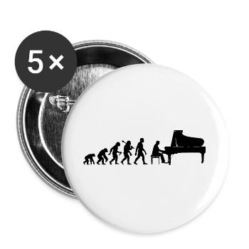 Retro Klavierspieler Evolution Pianist mit Piano - Buttons groß 56 mm (5er Pack) - Weiß - Vorne