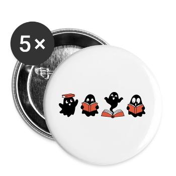 Unheimliche Buchclub-Geister lesen Bücher - Buttons groß 56 mm (5er Pack) - Weiß - Vorne