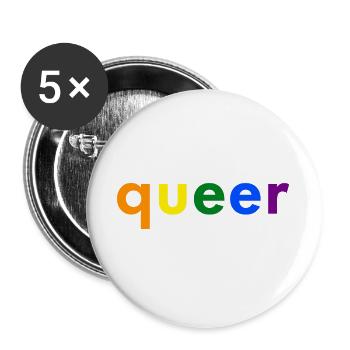 Queer Simple - Buttons groß 56 mm (5er Pack) - Weiß - Vorne