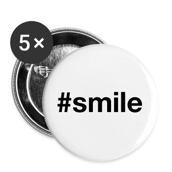 SMILE Hashtag Laughter Smile - Buttons large 2.2''/56 mm (5-pack) - white - Front