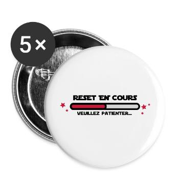 RESET en cours - Lot de 5 grands badges (56 mm) - blanc - Devant