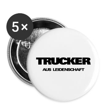 Schriftzug Trucker  - Buttons groß 56 mm (5er Pack) - Weiß - Vorne