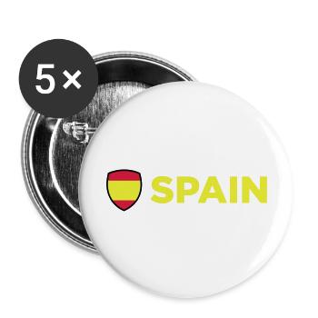 Nationalflagge von Spanien - Buttons groß 56 mm (5er Pack) - Weiß - Vorne
