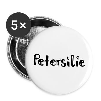 Petersielie_SCHRIFT - Buttons groß 56 mm (5er Pack) - Weiß - Vorne