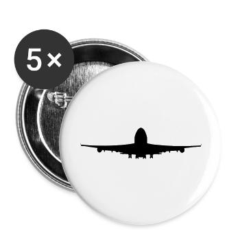 Flugzeug - Buttons groß 56 mm (5er Pack) - Weiß - Vorne