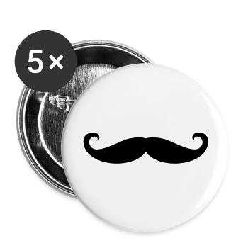 Moustache / moustache - Lot de 5 grands badges (56 mm) - blanc - Devant