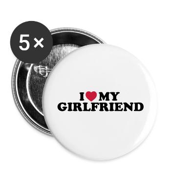 I love my girlfriend - Buttons groß 56 mm (5er Pack) - Weiß - Vorne