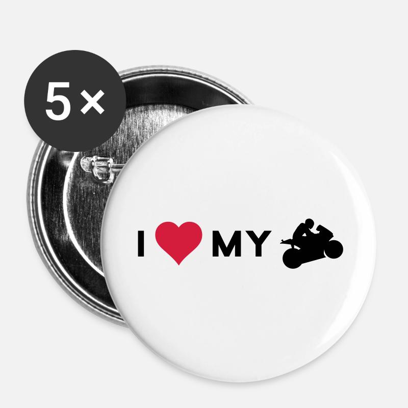 i love my motorcycle - Buttons large 2.2''/56 mm (5-pack) - white