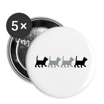 Kleine Katzen gehen - Buttons groß 56 mm (5er Pack) - Weiß - Vorne