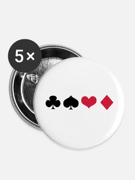 Cross spades ace of hearts - Buttons large 2.2''/56 mm (5-pack) - white