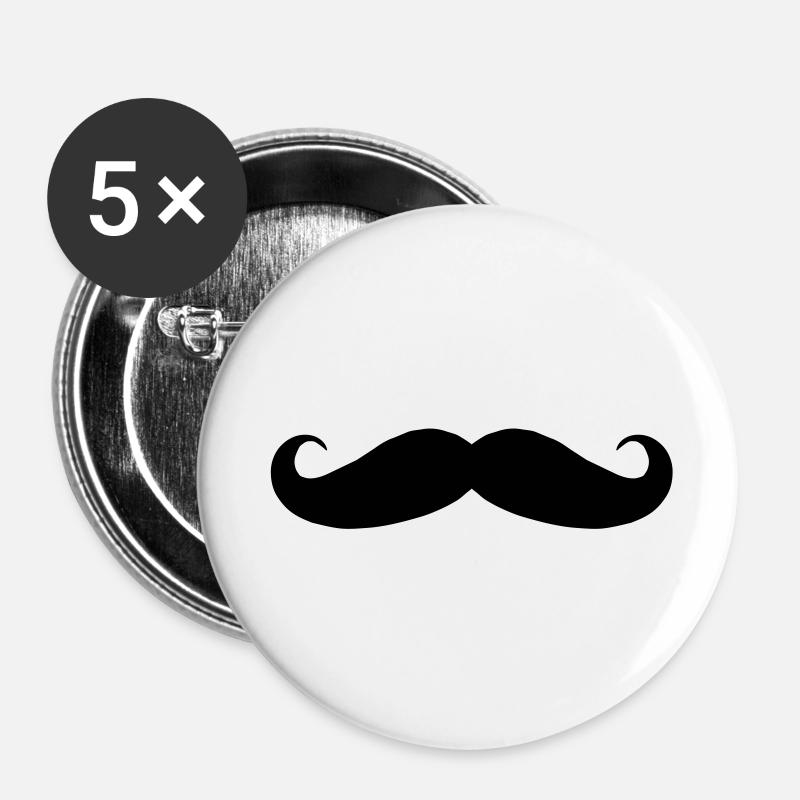Mustache - Buttons large 2.2''/56 mm (5-pack) - white
