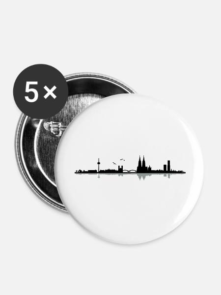 Köln Skyline - Buttons groß 56 mm (5er Pack) - Weiß