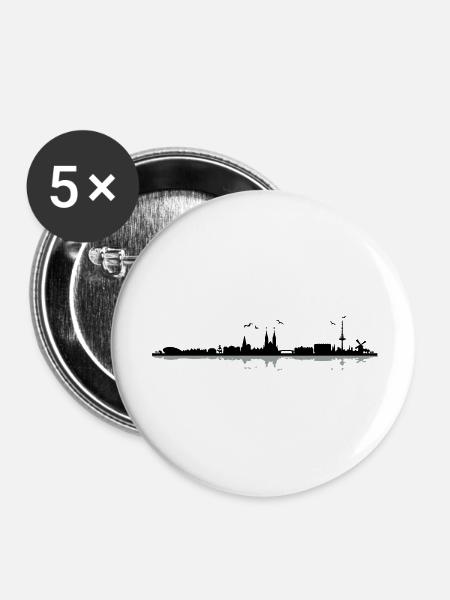 Bremen Skyline - Buttons large 2.2''/56 mm (5-pack) - white