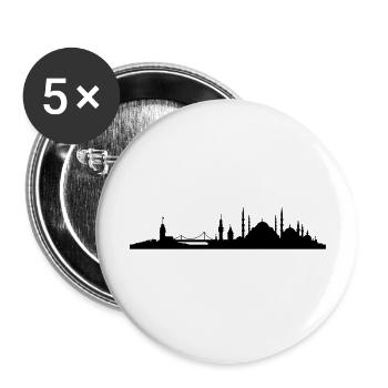 Skyline Istanbul - Buttons groß 56 mm (5er Pack) - Weiß - Vorne