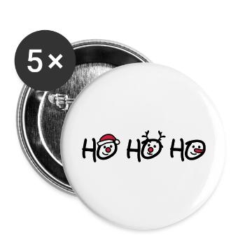 Ho Ho Ho - Buttons groß 56 mm (5er Pack) - Weiß - Vorne