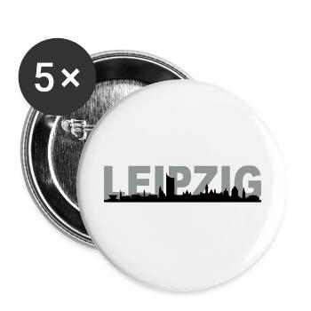 Skyline Leipzig Name - Buttons groß 56 mm (5er Pack) - Weiß - Vorne