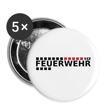 Feuerwehr 112 - Buttons groß 56 mm (5er Pack) - Weiß - Vorne