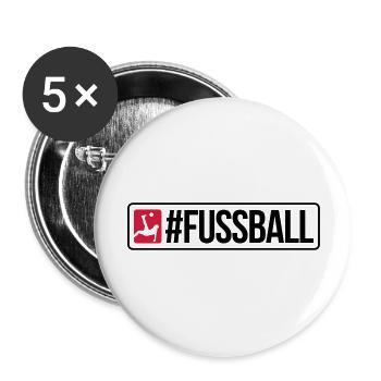 #FUSSBALL - Buttons groß 56 mm (5er Pack) - Weiß - Vorne