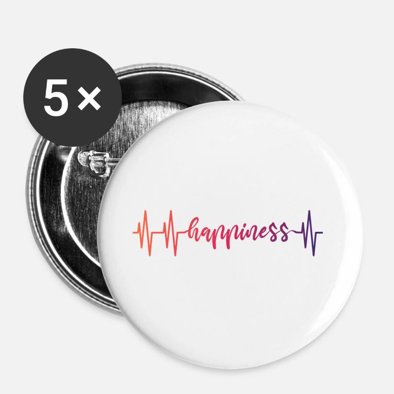 HEARTBEAT HAPPINESS GRADIENT RED DARK - Buttons large 2.2''/56 mm (5-pack) - white