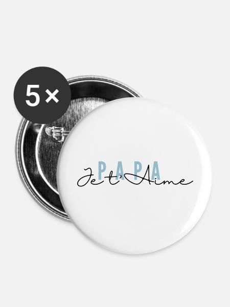 Papa I T AIME Logo - Buttons large 2.2''/56 mm (5-pack) - white
