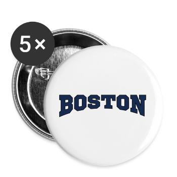 Boston Block Font Logo - Buttons large 2.2''/56 mm (5-pack) - white - Front