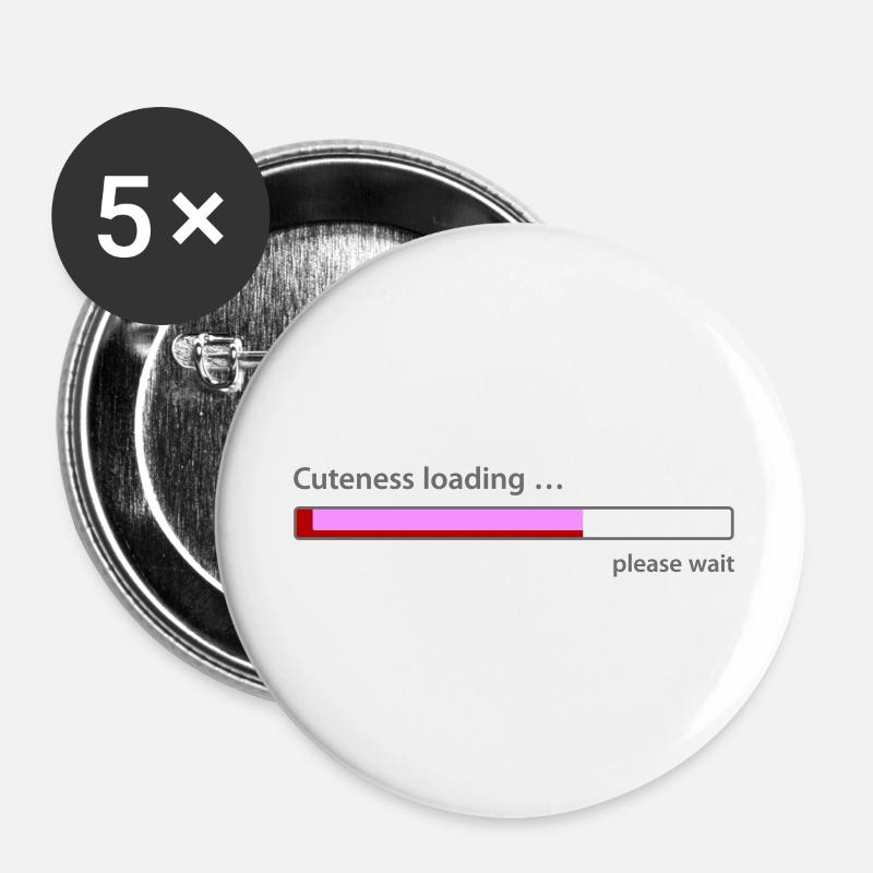 Cuteness loading ... please wait cute cute cute pretty - Buttons large 2.2''/56 mm (5-pack) - white