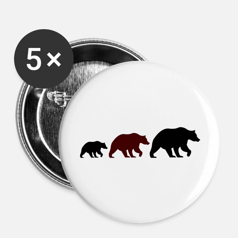bear family - Buttons large 2.2''/56 mm (5-pack) - white