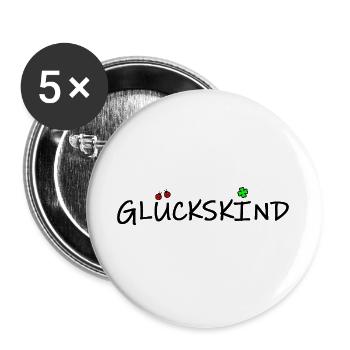 glückskind (schwarz) - Buttons groß 56 mm (5er Pack) - Weiß - Vorne
