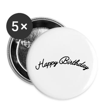 Bon anniversaire - Lot de 5 grands badges (56 mm) - blanc - Devant
