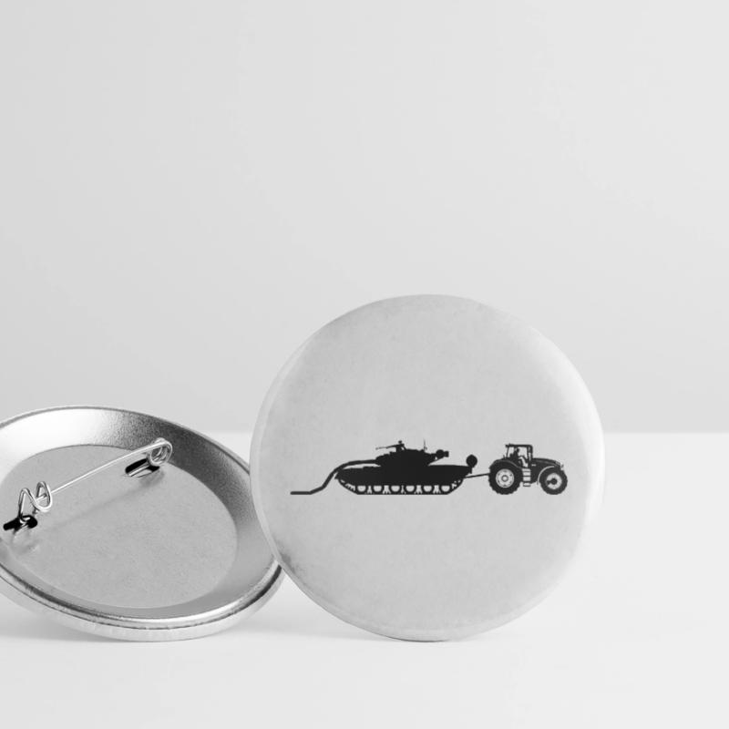 A tractor pulling a broken tank. Buttons large 2.2''/56 mm (5-pack)