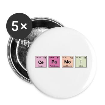 Cepamoi en éléments périodiques - Lot de 5 grands badges (56 mm) - blanc - Devant