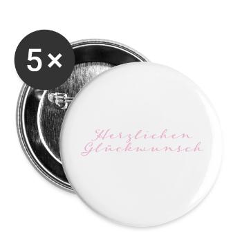 Herzlichen Glückwunsch - Buttons groß 56 mm (5er Pack) - Weiß - Vorne