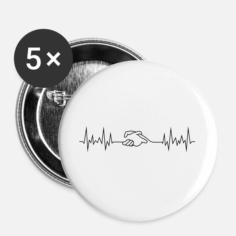 wave peace handshake - Buttons large 2.2''/56 mm (5-pack) - white