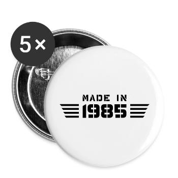 Geburtsjahr Geburtstag Born In - Made in 1985 - Buttons groß 56 mm (5er Pack) - Weiß - Vorne