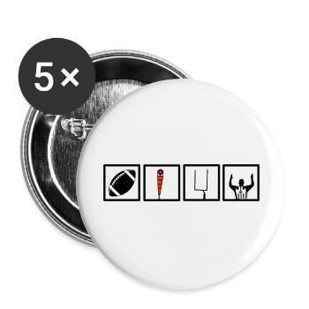 American Football Symbole Quadrate - Buttons groß 56 mm (5er Pack) - Weiß - Vorne