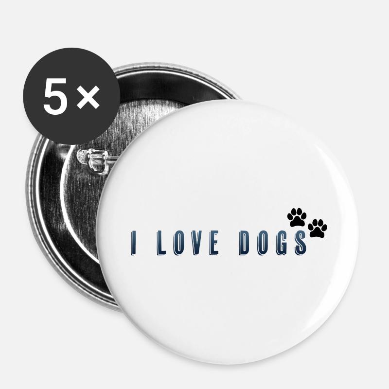 I love dogs - Buttons large 2.2''/56 mm (5-pack) - white