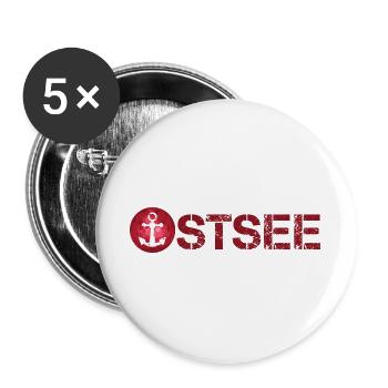 Ostsee Mond rot See Anker Illustration Sonne Meer - Buttons groß 56 mm (5er Pack) - Weiß - Vorne