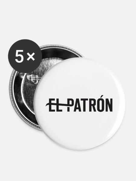 El Patrón – Latino Style Print - Buttons groß 56 mm (5er Pack) - Weiß