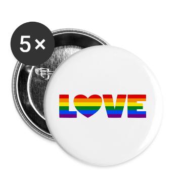 Pride Rainbow Love Heart LGBT LGBTQ CSD Gift - Buttons large 2.2''/56 mm (5-pack) - white - Front