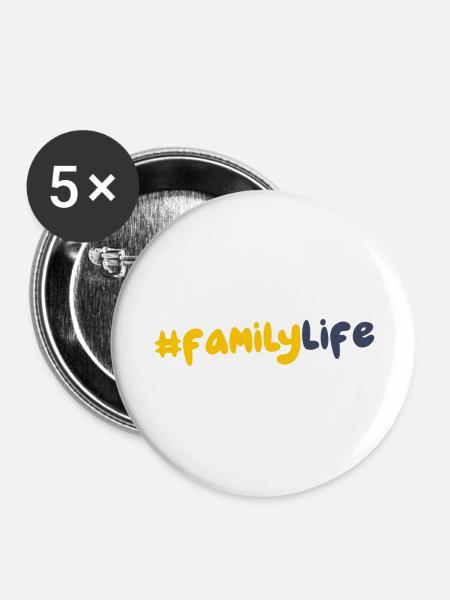Familienleben - Buttons groß 56 mm (5er Pack) - Weiß
