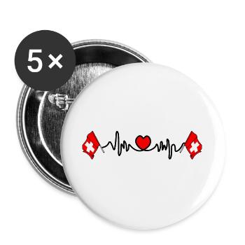 Herzfrequenz-Cardio für die Schweiz - Buttons groß 56 mm (5er Pack) - Weiß - Vorne