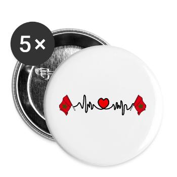 Cardio de fréquence cardiaque pour le Maroc - Lot de 5 grands badges (56 mm) - blanc - Devant